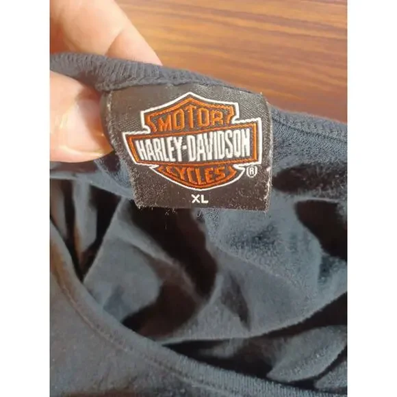 Vintage Women's Harley Davidson Logo Long Sleeve Black Shirt With Tie Back - Picture 5 of 10